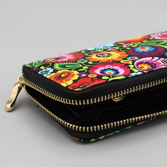 Wallet clutch folk folklore design flowers new - Picture 8 of 11